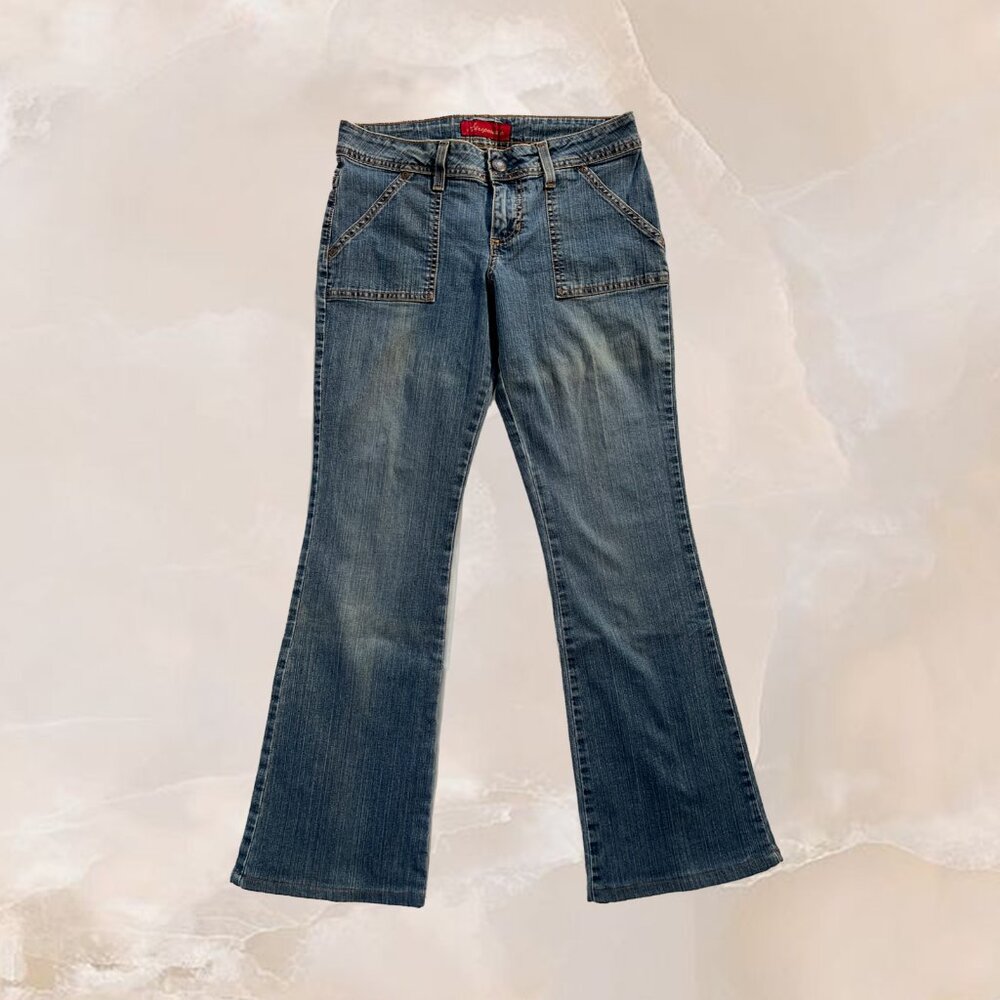 AEROPOSTALE Jeans Womens Vintage Sz 5/6L Medium Wash Flares Y2K Zip Fly 4 Pocket